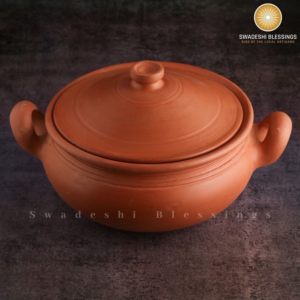 Unglazed Clay Cooking Pot With Lid: Earthen Kadhai, Lead-Free Ayurvedic-Cookware gallery