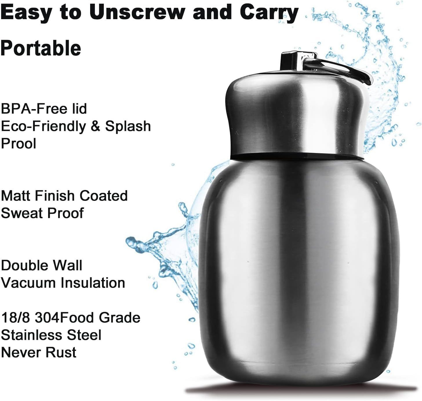 280ML/9.85Oz Small Mini Vacuum Insulated Water Bottle 9.85 oz, Original color gallery