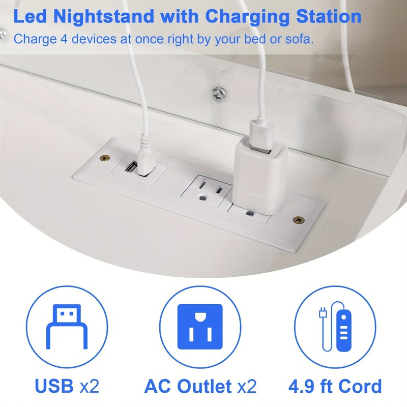 Nightstands with Adjustable LED Lights Set of 2 gallery