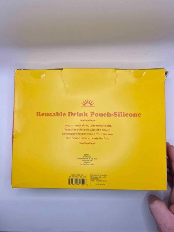 SUN SQUAD Reusable Drink Pouch Silicone 4 Pack Clear Dishwasher Safe gallery