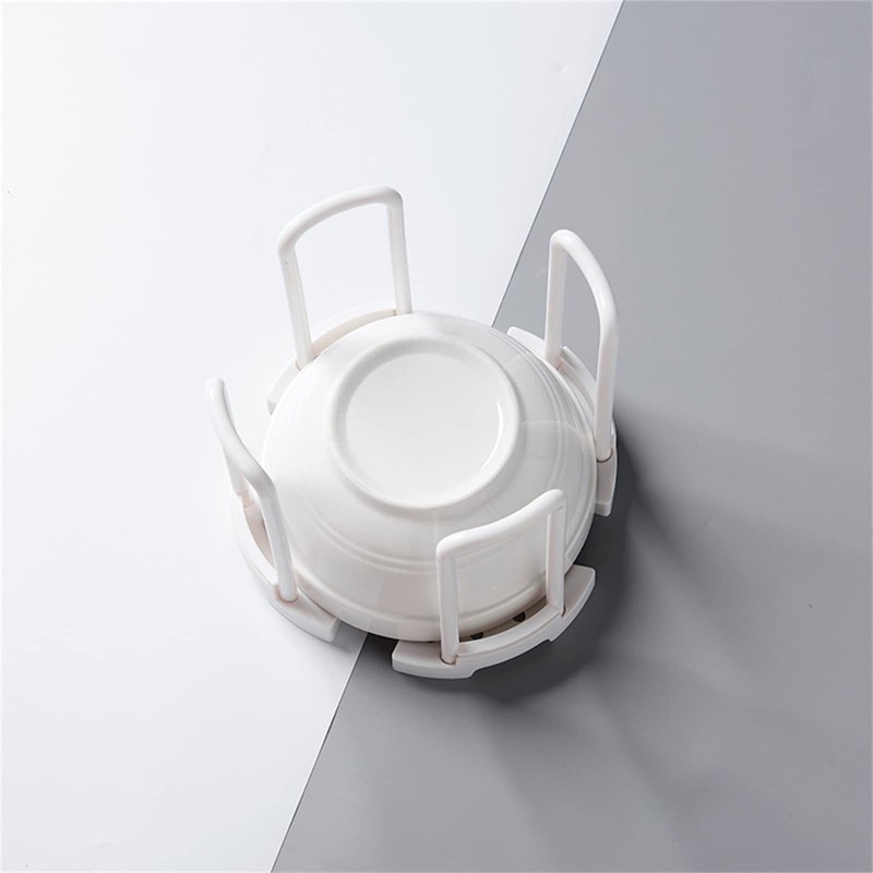 White Retractable ABS PP Kitchen Cabinet Dish Bowl Chopsticks Storage Rack gallery