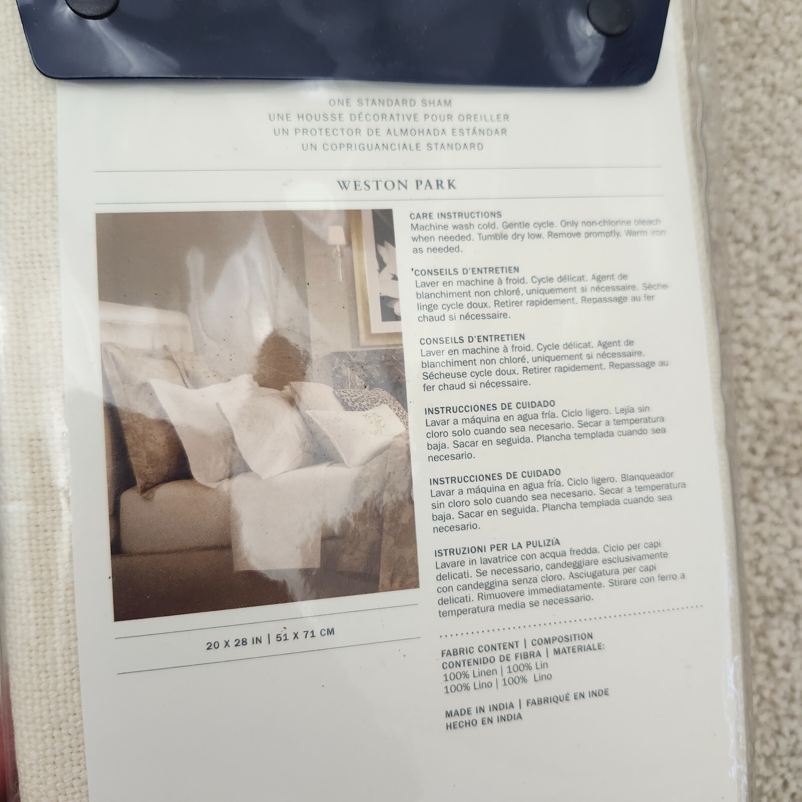 Ralph Lauren Standard Sham 100% Linen Weston Park Foley Cream gallery
