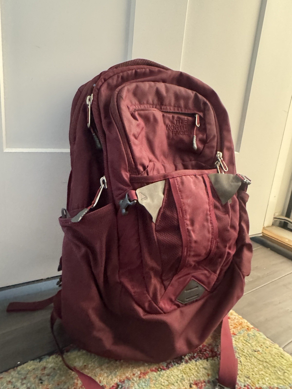 The North Face Red Hiking Backpack Zip Closure External Pockets Unisex 2