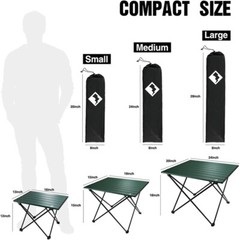 VILLEY 16″/19″/24″ Camping Side Table Aluminum Roll Up Folding Beach Table w/Bag