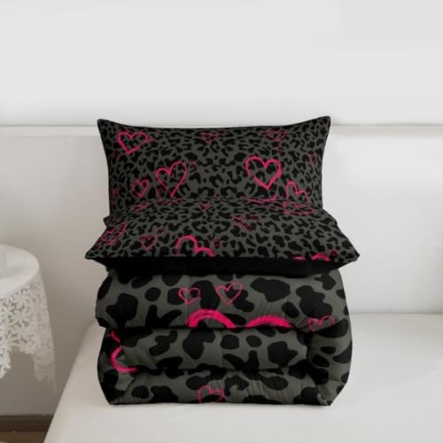 Grey Black Leopard Comforter Size for Kids Teens King Black Grey Pink gallery