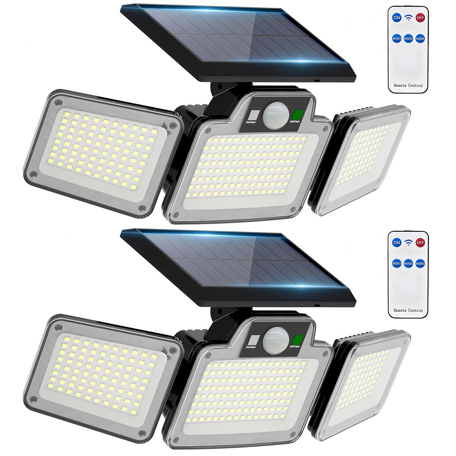 2 Pack 280 LED Motion Sensor Solar Lights Outdoor IP65 Waterproof Security Lamp gallery