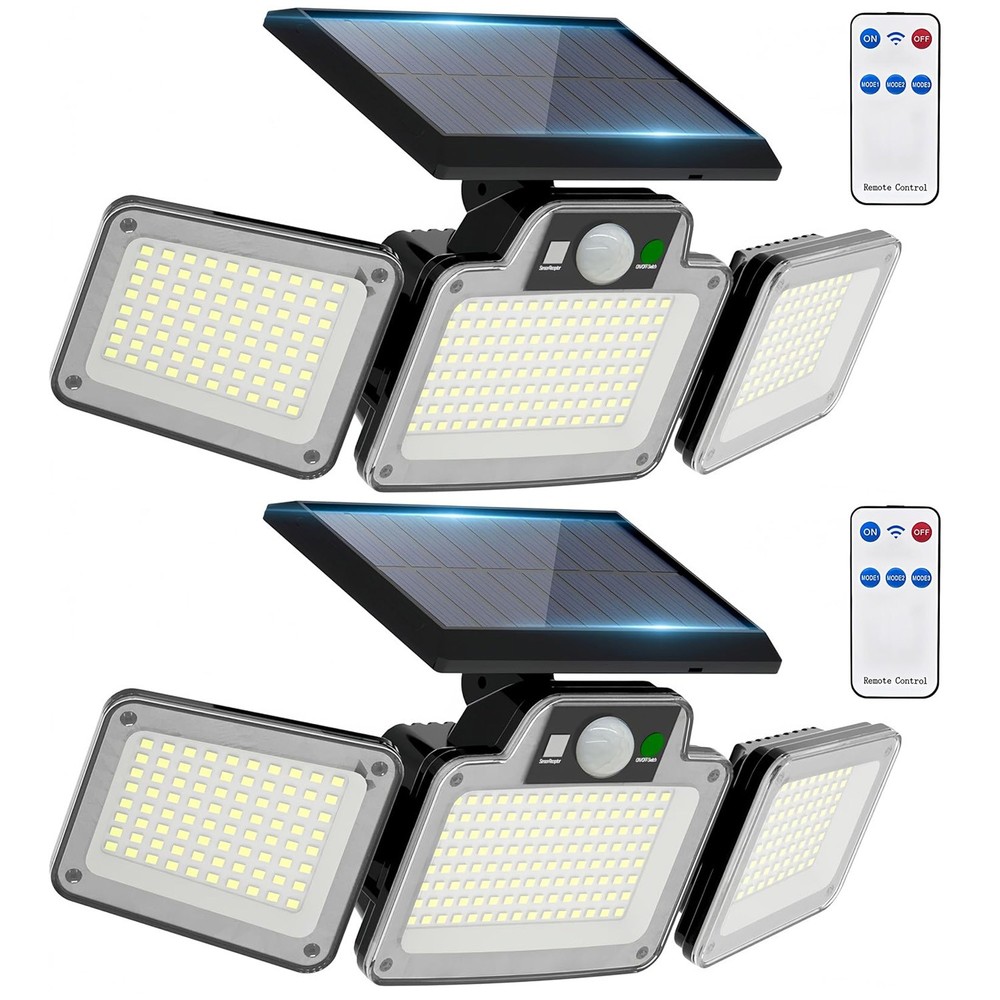 2 Pack 280 LED Motion Sensor Solar Lights Outdoor IP65 Waterproof Security Lamp