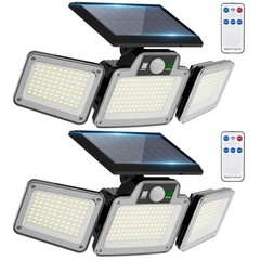 2 Pack 280 LED Motion Sensor Solar Lights Outdoor IP65 Waterproof Security Lamp