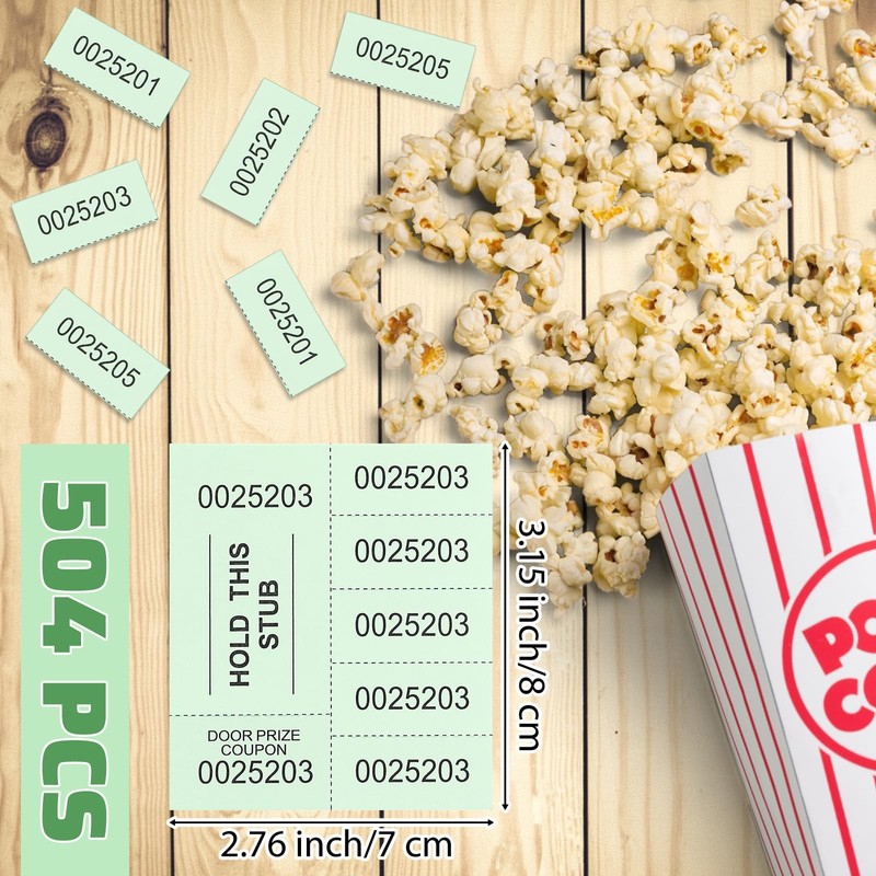 504 Sheets 5 Bid Raffle Ticket Different Numbers Chinese Auction Light Green gallery