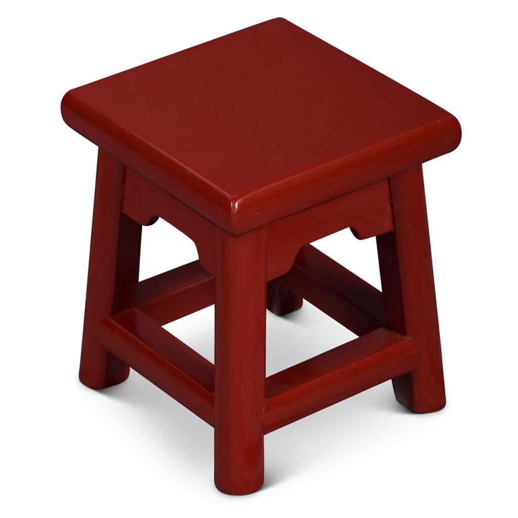 US SELLER - Distressed Red Petite Chinese Village Wooden Bench gallery