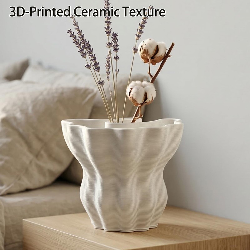 Contemporary White Ceramic Vase, Abstract Irregular Shape Sculptural Accent f... gallery