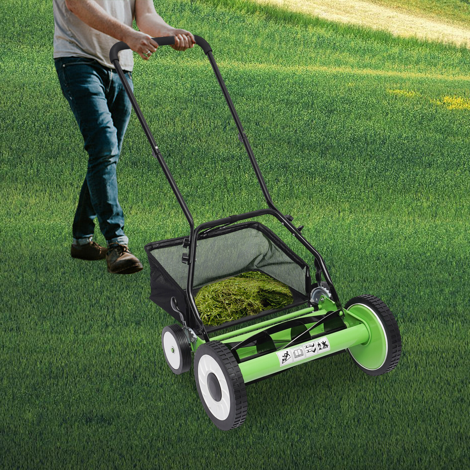 NEW?! Manual Hand Push Grass Cutter Lawn Mower Lawnmower 16in Cutting Width gallery