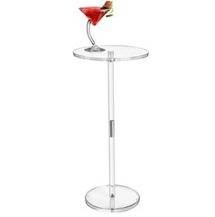 Acrylic Drink Table for Small Spaces, 10″ L x 10″ W x 21.3″ H, Drink Side/End…
