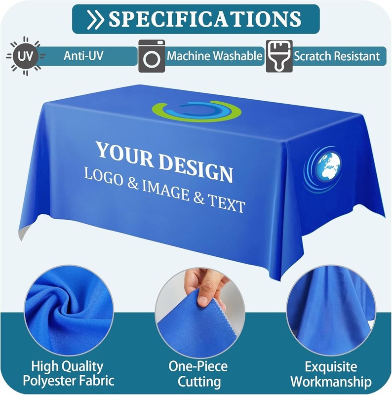 Customized Rectangle Tablecloth with Logo Personalized Table Cloth for Events gallery