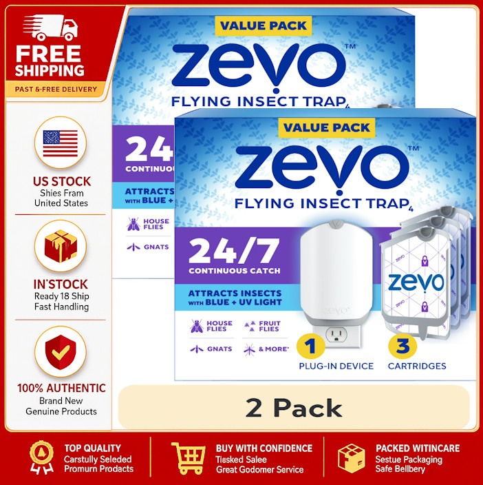 2 Pack Zevo Flying Insect Indoor Fly Trap Full Size: Easy, Mess-Free Solution - gallery