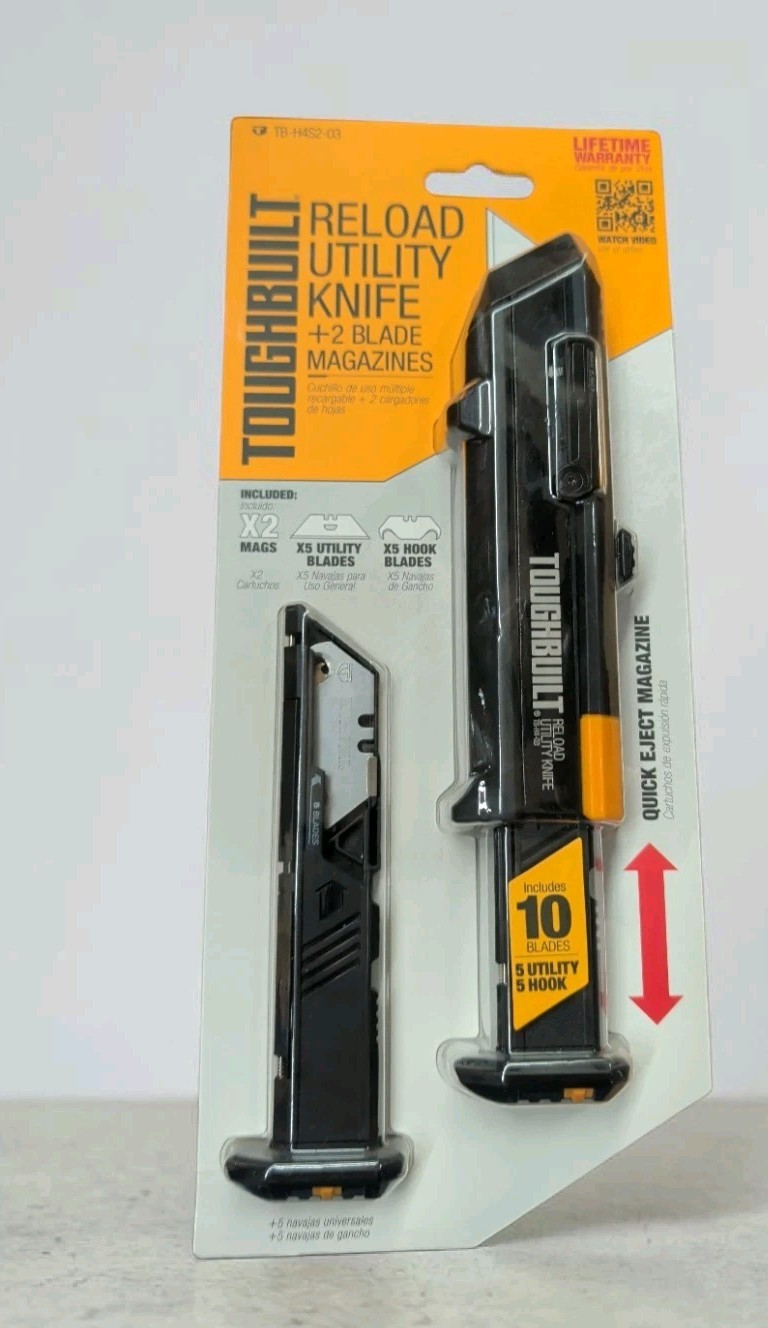 ToughBuilt TB-H4S2-03 Reload Utility Knife + 2 Magazines & 10 Blades Retractable gallery