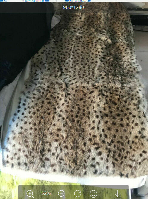 Real Rabbit Fur Leopard Striped Blanket Real Fur Carpet Rug Throw Leather 43x 22 gallery