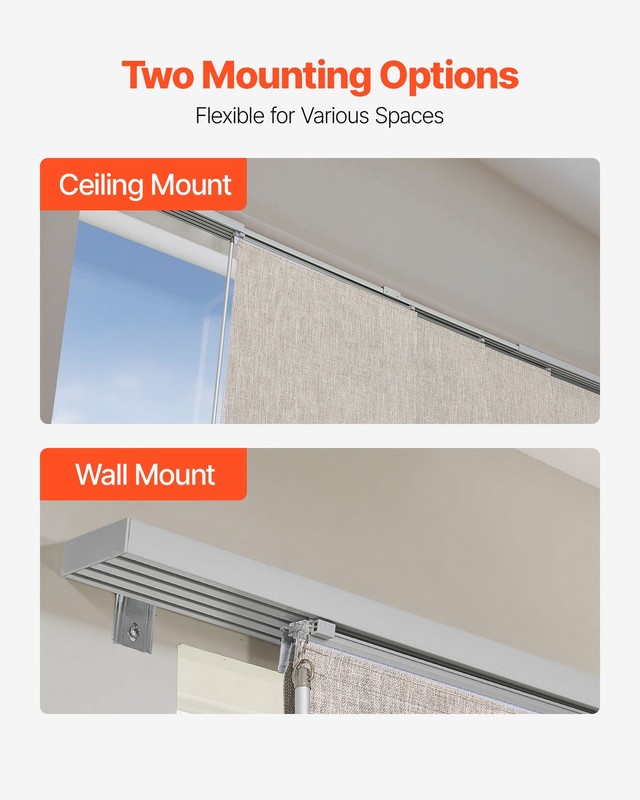 VEVOR Panel Track Blinds Extendable Track from 45.8 in to 86 in W Trimmable gallery