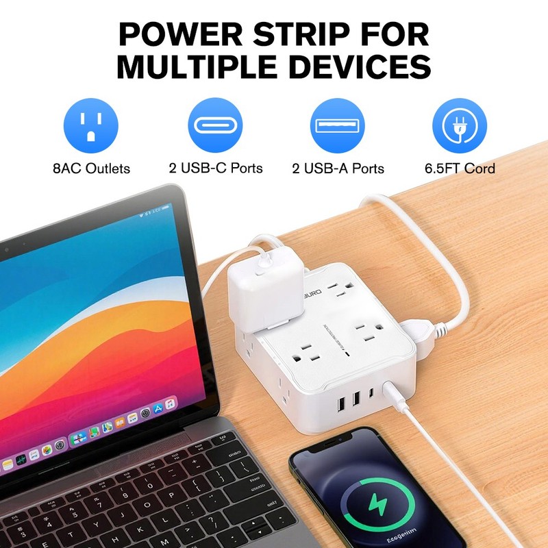 Wall Mountable USB Surge Protector Power Strip +4/6USB Ports 3/8/16 Outlet Plug gallery