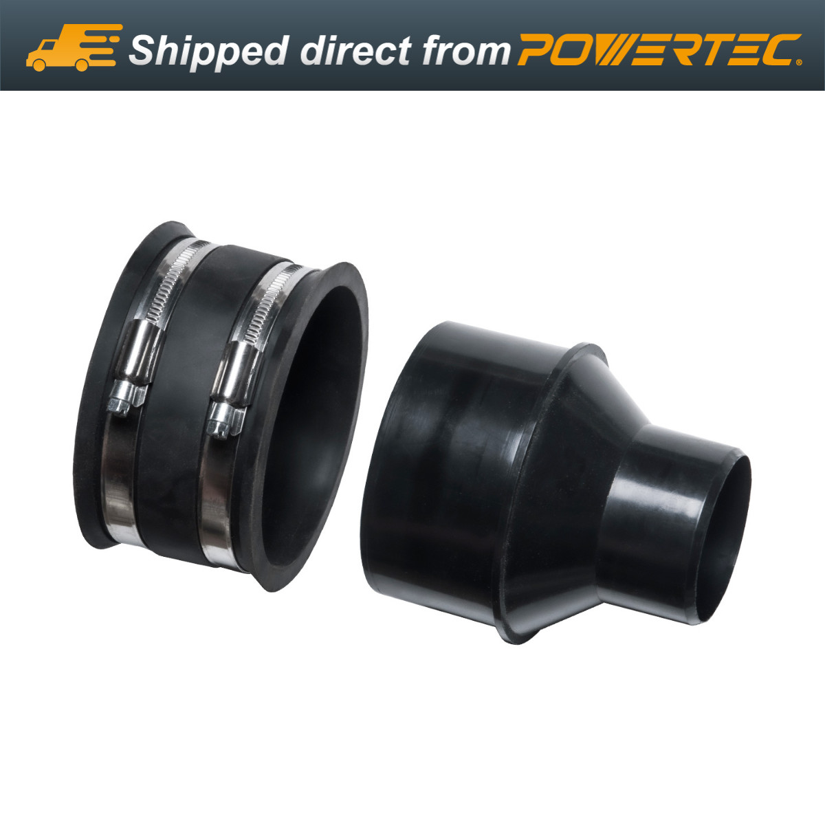 POWERTEC 4" to 2-1/2" Reducer & 4" Dust Control Flex Cuff w/ Hose Clamps (70322) gallery