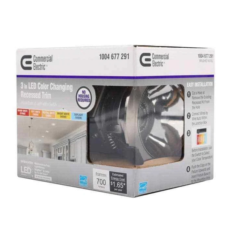 3" Integrated LED Canless Recessed Light w Brushed Nickel Trim - Bulk gallery