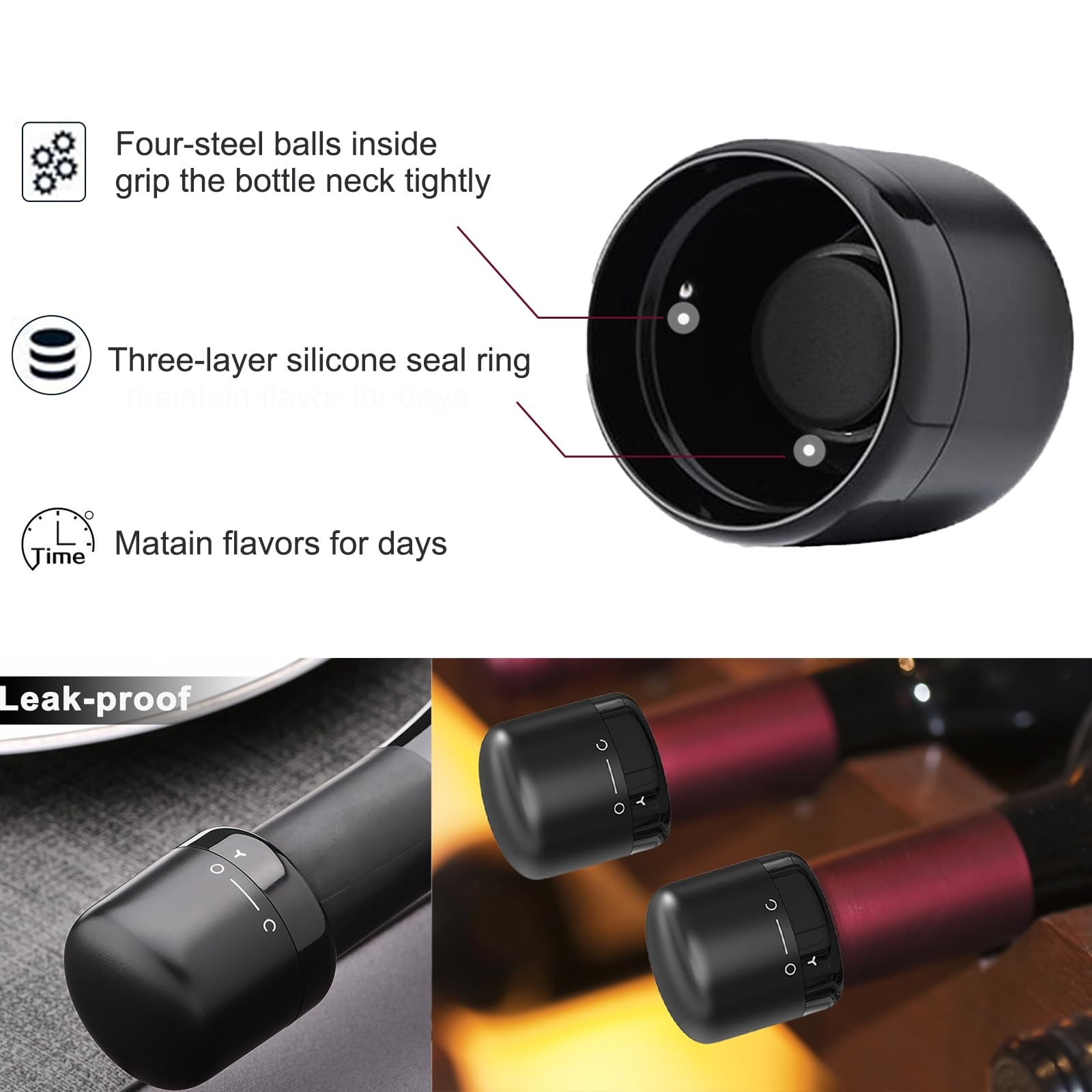 Wine Bottle Stopper With Twist Lock 2packwine Stopper With Silicone Reusable Win gallery