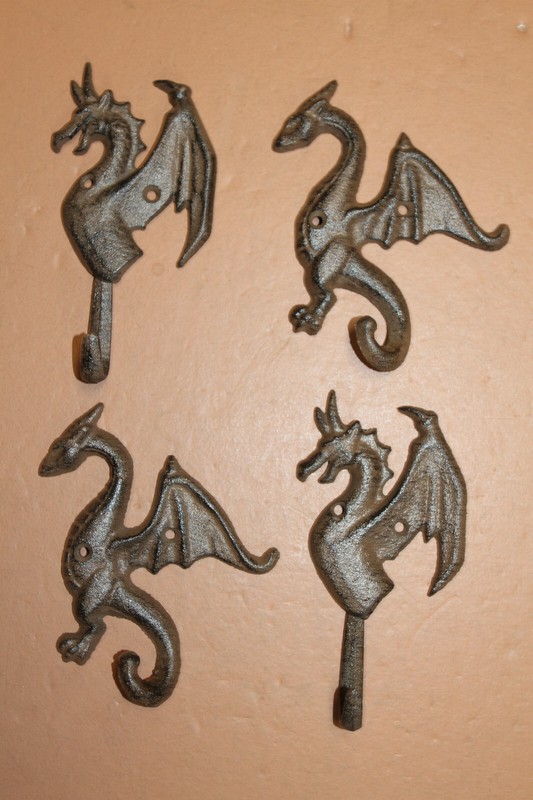 2-DRAGON WALL HOOKS,mythical,folklore, Medieval style,Gothic decor gallery