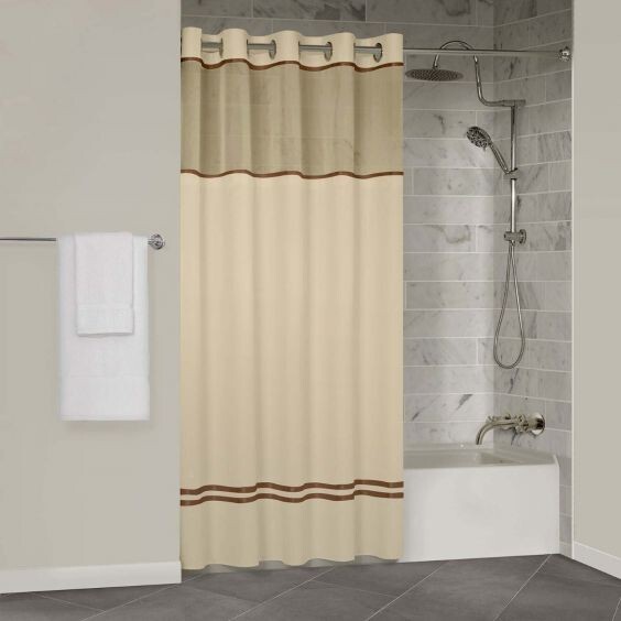 Manchester Mills Protect360° Shower Curtain HOOKLESS w/ Snap-in Liner Sand/Brown gallery