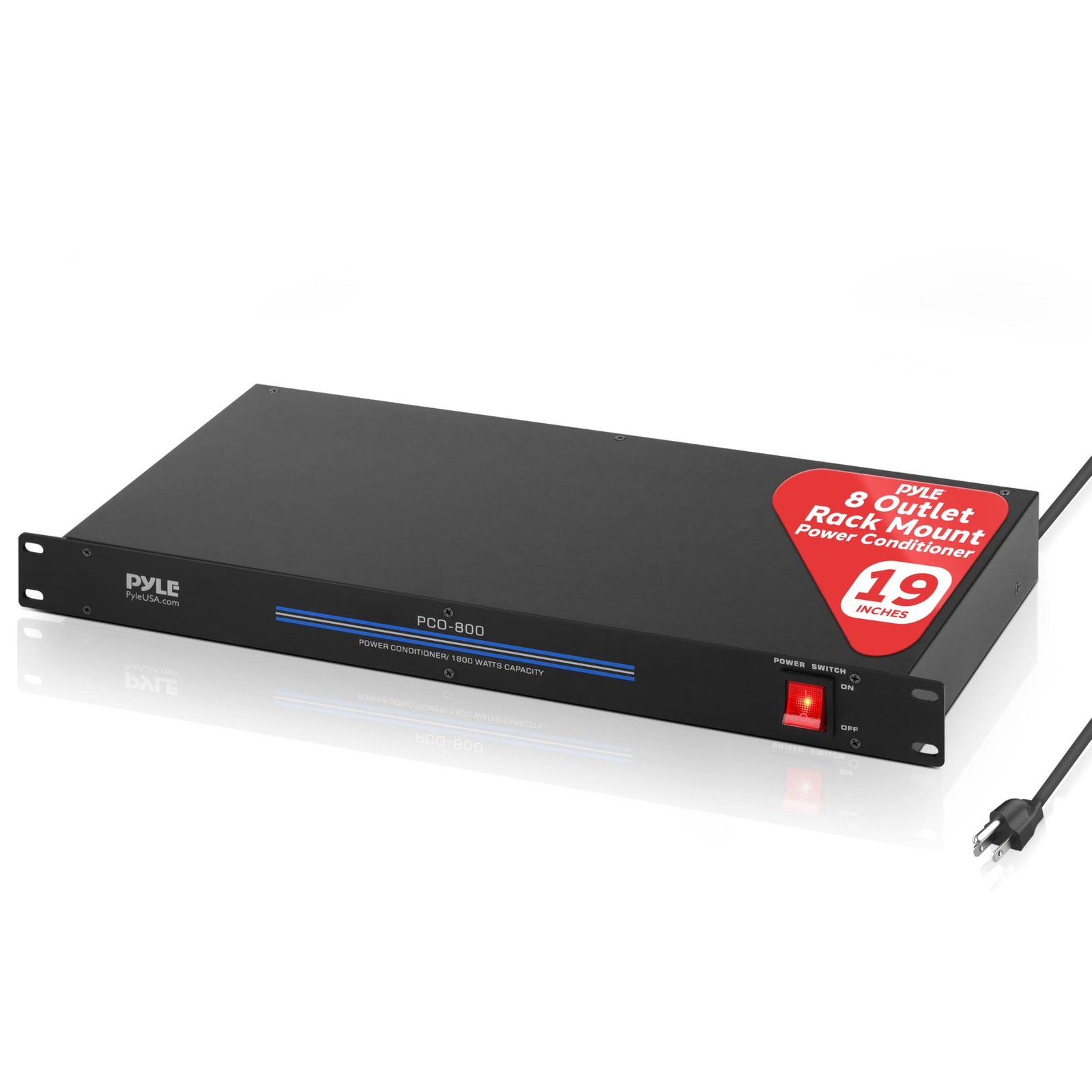 Pyle 1800W 8-Outlet Rack Mount Power Conditioner - 15 Amp Surge Protector with gallery