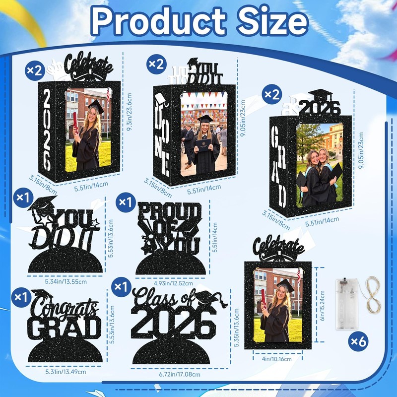 10PCS Graduation Table Centerpiece Boxes 2026 Photo Display With String Lights gallery