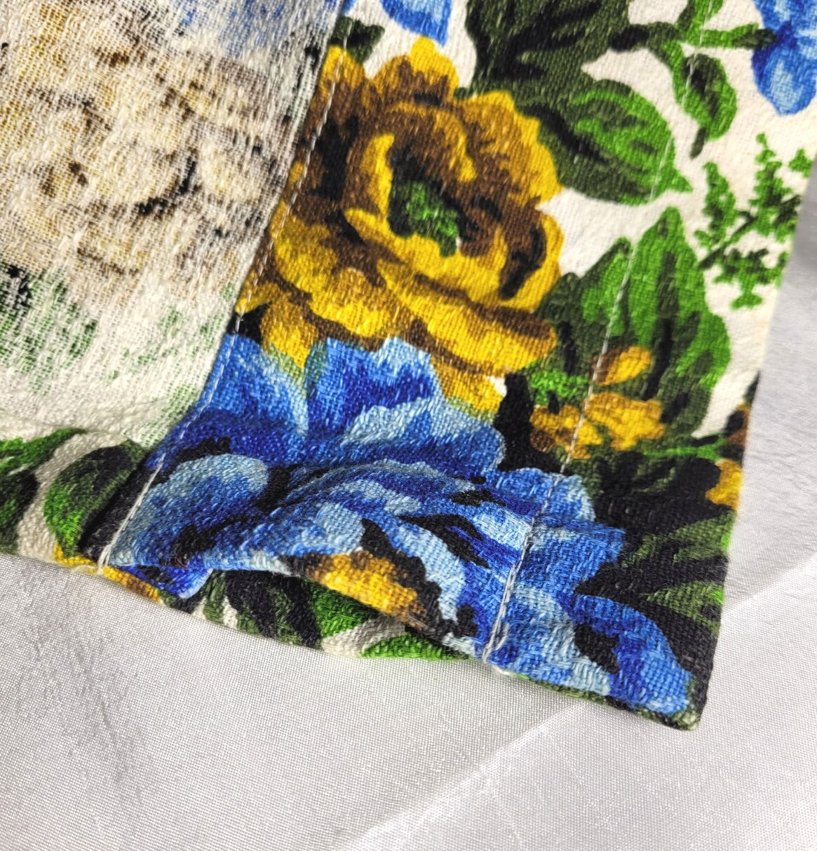2 Blue & Gold Abstract Mod Floral Thick Woven Fabric Curtain Panels 88"W x 31"T gallery