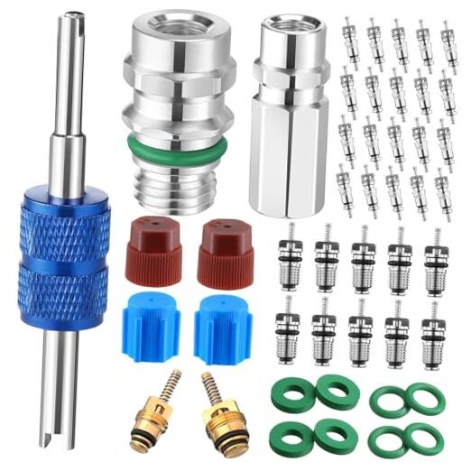 47 Pcs Air Conditioning Valve Core Kit R12 R22 to R134a Ac Red,Blue Style 2 gallery