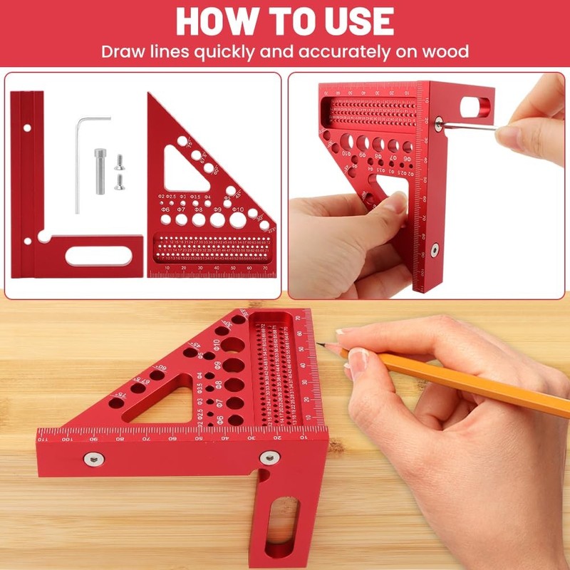 3D Multi-Angle Measuring Ruler Carpenter Square Layout Tool for Woodworking gallery