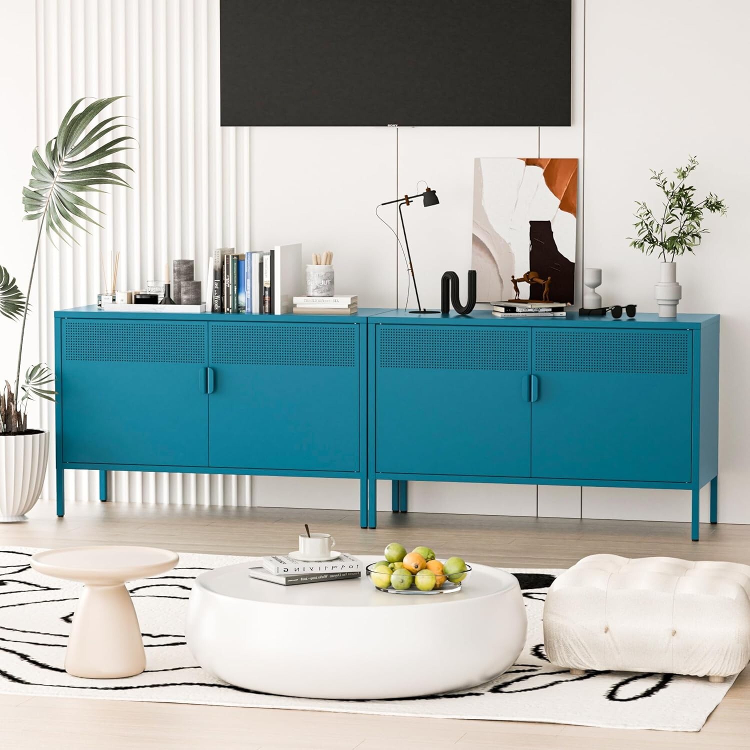 Cofar Blue Metal Locker Storage Cabinet with 2-Tier for Home,Office,Living Room gallery