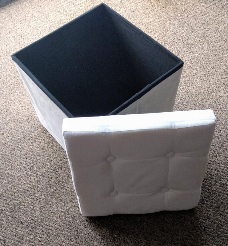 Ivory Microfiber Folding Storage Ottoman Cube 14.5"x14.5" gallery