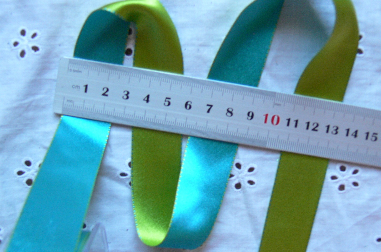 AQUA & GREEN Duo Quality Reversible Stitch Edged 100% Poly Satin 5 Met 25mm CL14 gallery
