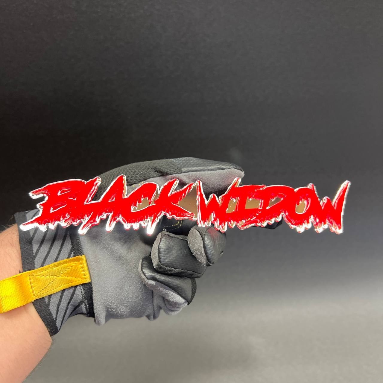 1x Black Widow Custom Text 3D Acrylic Car Emblem Badge Multicolor Laser Cut gallery