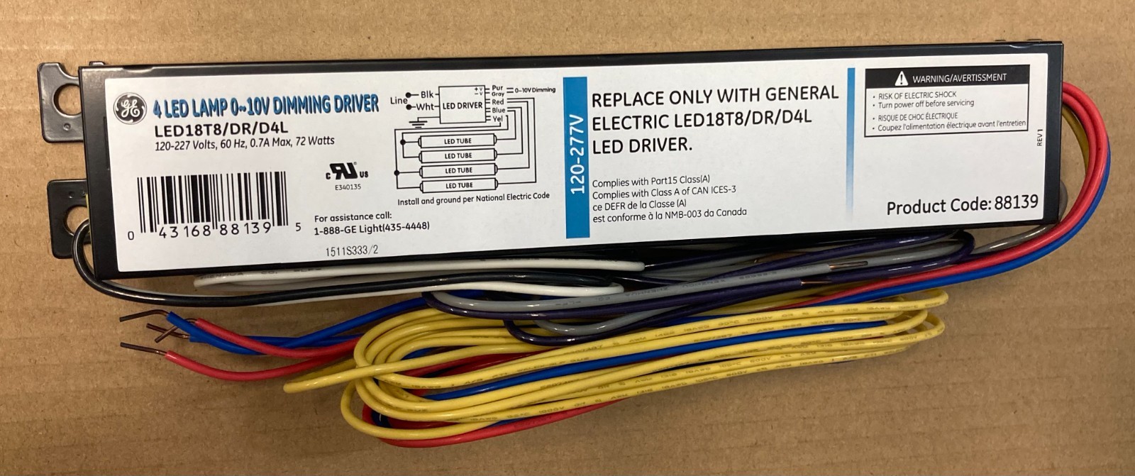 4 Led Lamp 0-10V Dimming Driver LED18T8/DR/D4L, 120-227 Volts,60Hz, (x10) 88139 gallery