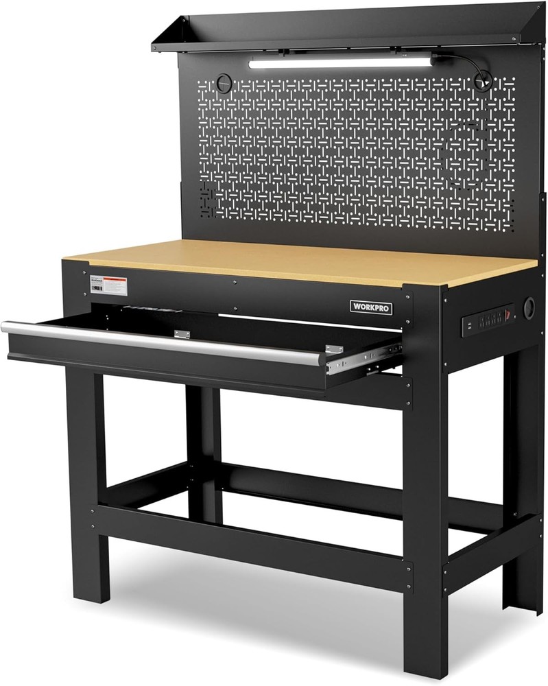 WORKPRO 45" Heavy-Duty Workbench with Storage 800 LBS Work Bench For Garage USA