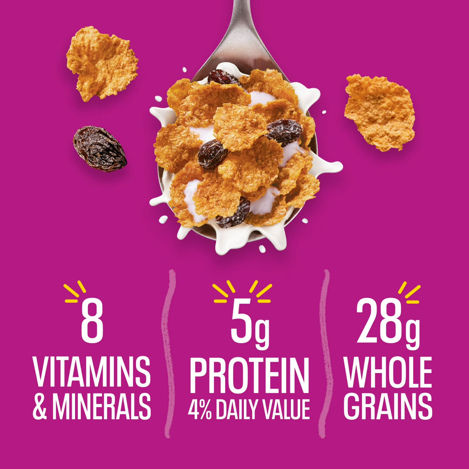 Kellogg’s Raisin Bran Breakfast Cereal, High Fiber, 28g Whole Grain, Mega Size gallery