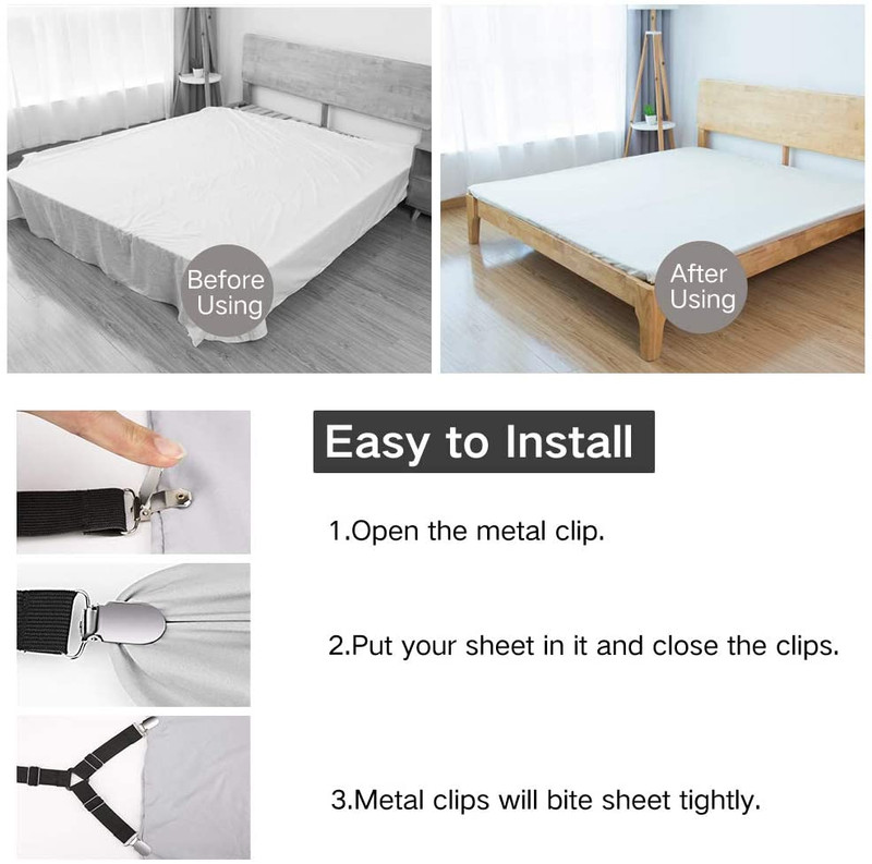 4 Pcs Adjustable Triangle Fitted Straps Fasteners Holders Garters for Bed Sheets gallery
