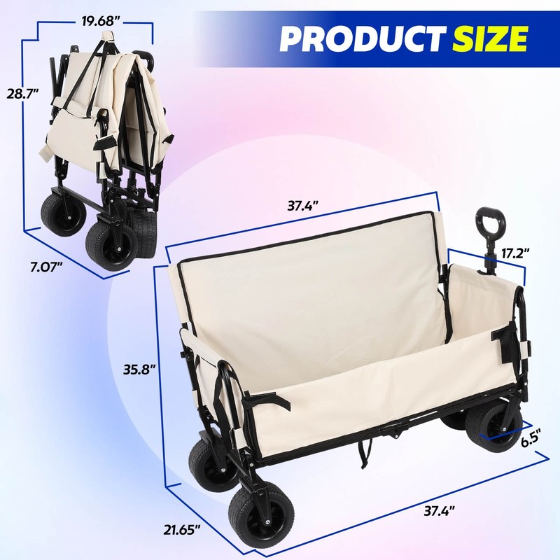 550LBS Collapsible Folding Wagon, Multi-functional Sofa Seat Reclining Camping gallery