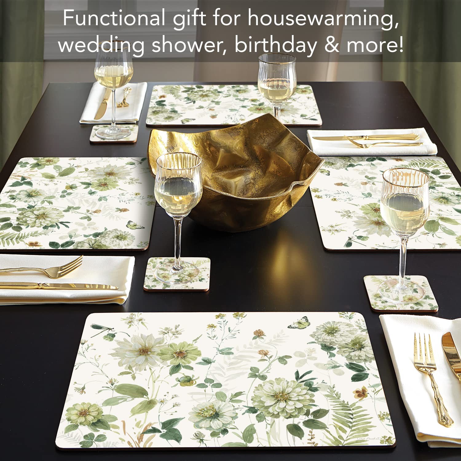4 PCS Green Fields Hardboard Tabletop Placemats Artistic Wipe Clean USA gallery