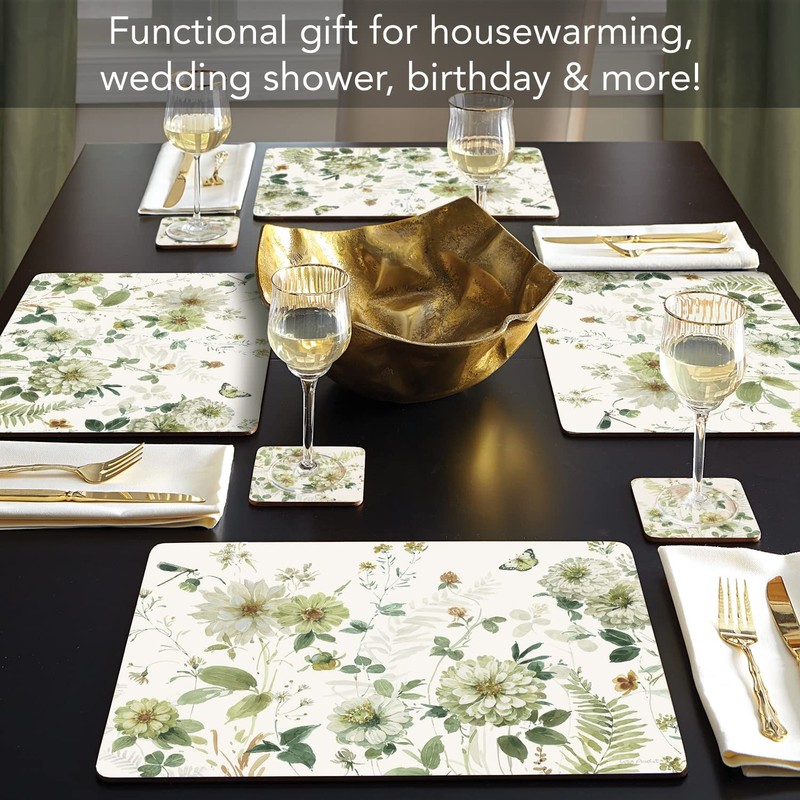 4 PCS Green Fields Hardboard Tabletop Placemats Artistic Wipe Clean USA gallery