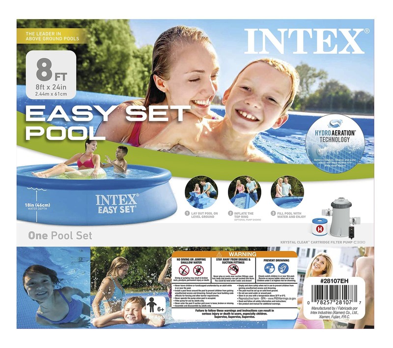 Intex Easy Set 8Ft Round Pool With Filter Pump Summer Fun Inflatable 24In Deep gallery