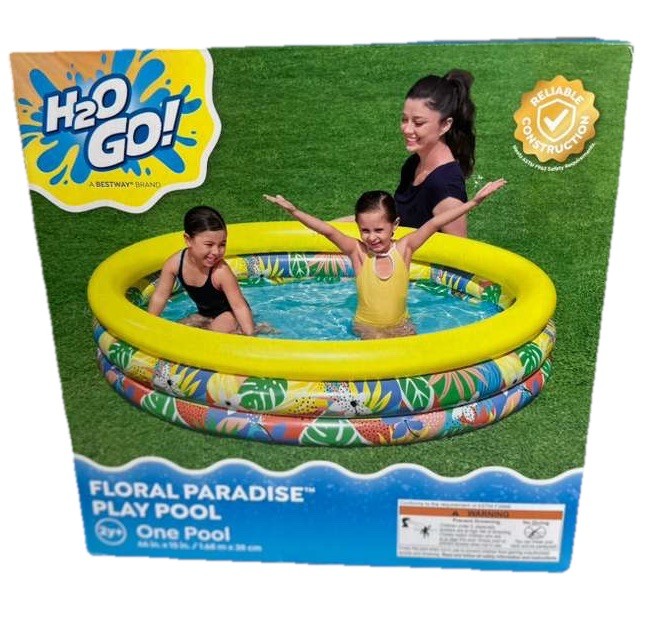 H2OGO Floral Paradise Inflatable Play Pool Kids 66in x 15in Outdoor Water Toy gallery
