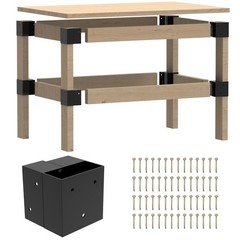 Workbench Bracket Kit 3-Way Corner Brackets for 2×4 Lumber – 350lbs Load