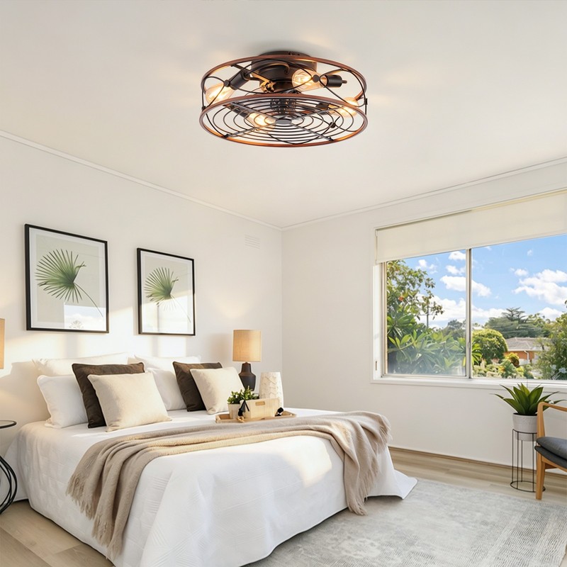 20" Caged Ceiling Fan with Lights & Remote Control, Reversible DC Motor gallery