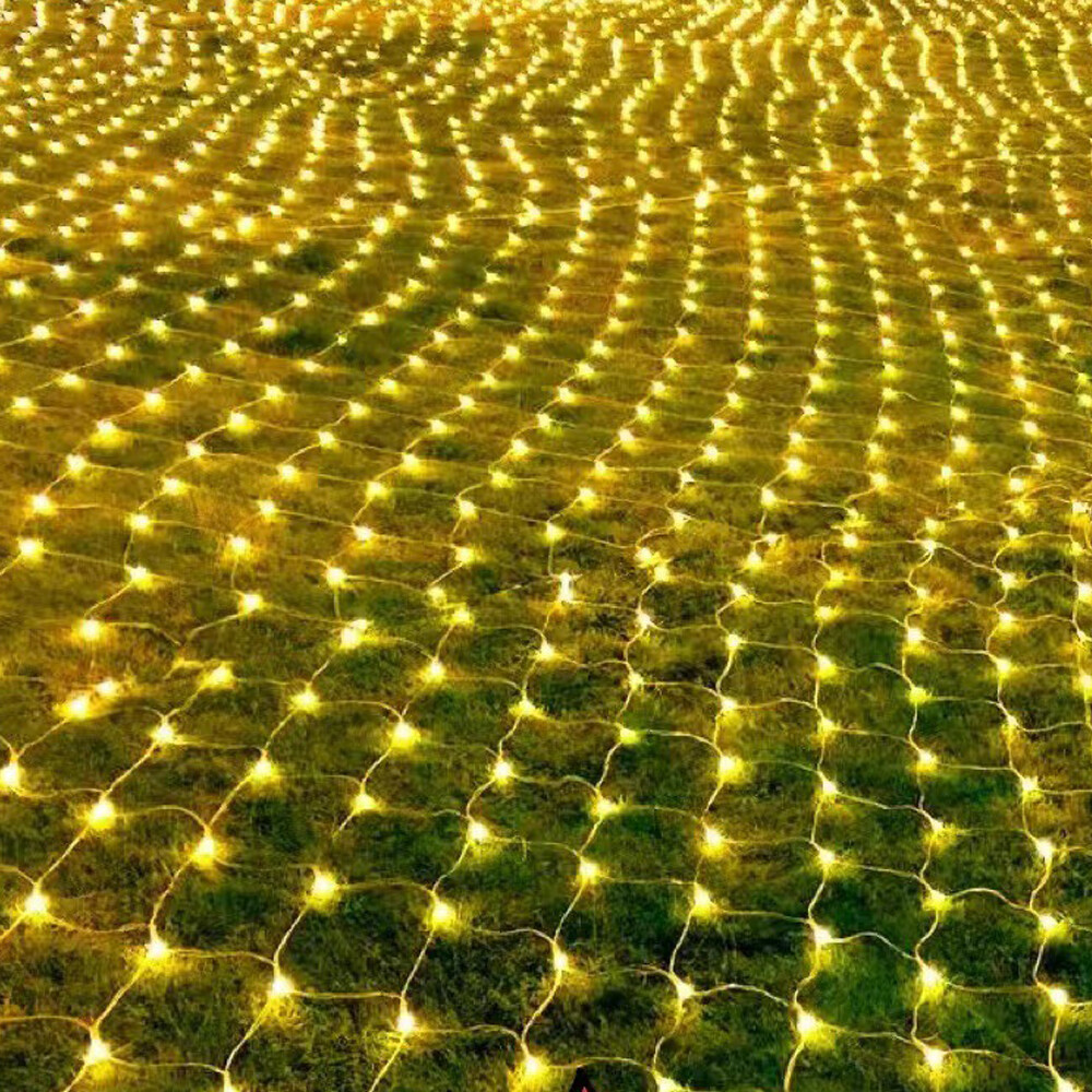 Solar LED Net Mesh Curtain Fairy String Lights Outdoor Wedding Party Xmas Decor gallery