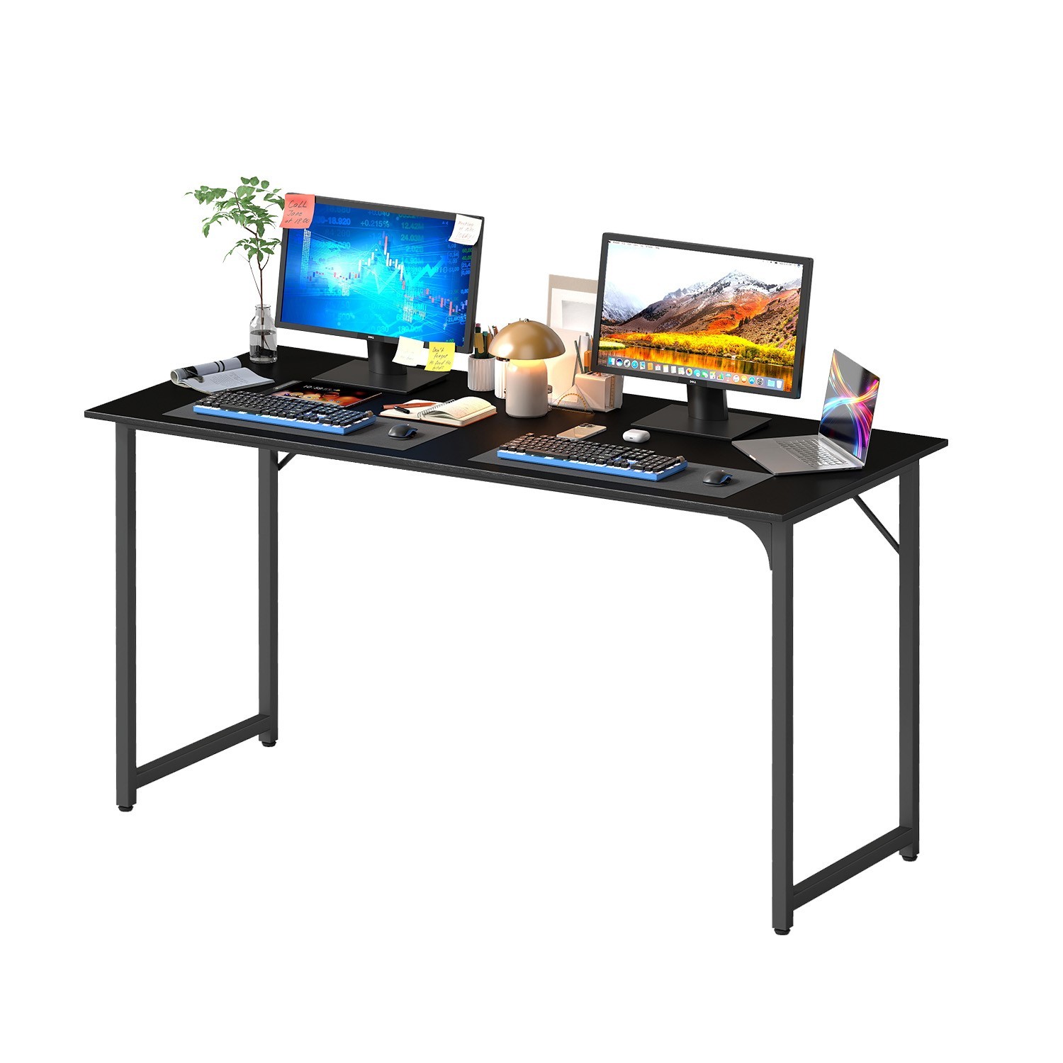 55 Inch Computer Desk Black Office Desk with Metal Frame, Scratchproof Surface gallery